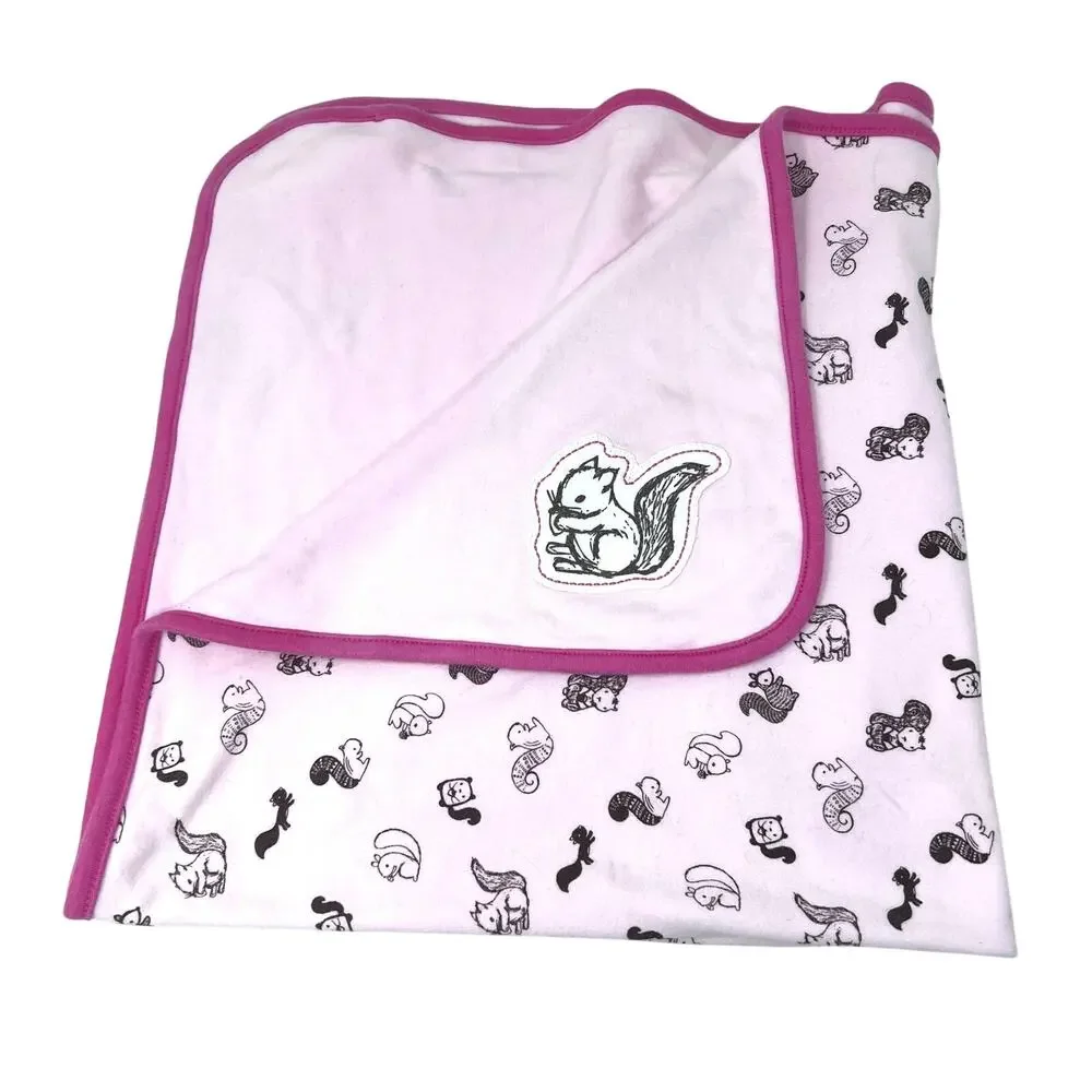 Gymboree Baby Blanket Pink Squirrel‎ Reversible Cotton Security Lovey 2015